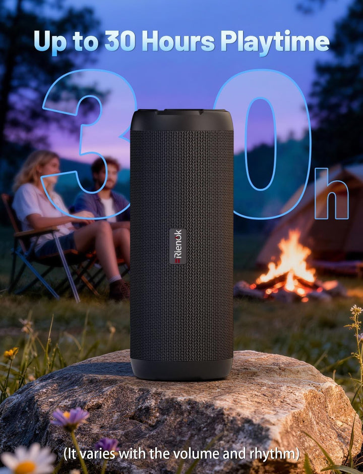 RIENOK - Bocina Bluetooth 5.3 portátil de 30W, emparejamiento dual,...
