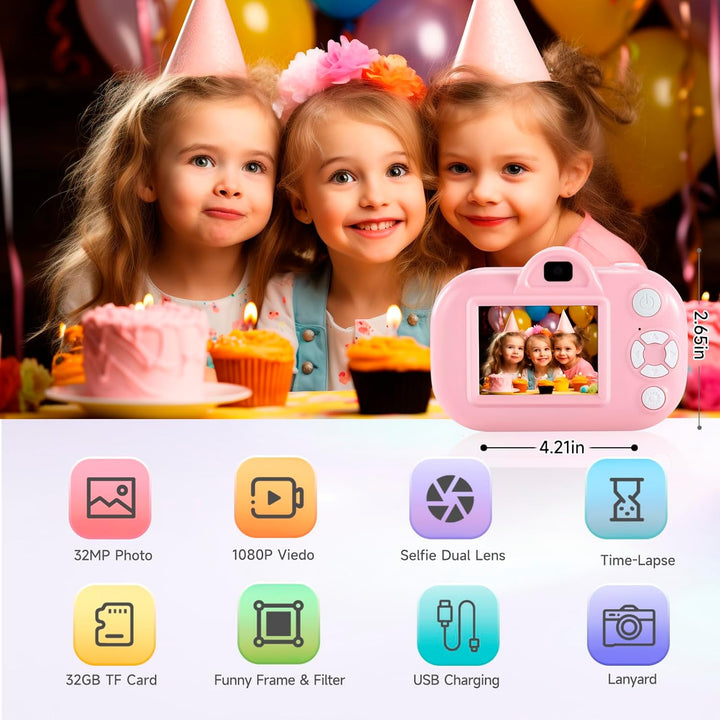 Cámara para niños de 3 a 8 años, juguetes de cámara digital para ni...