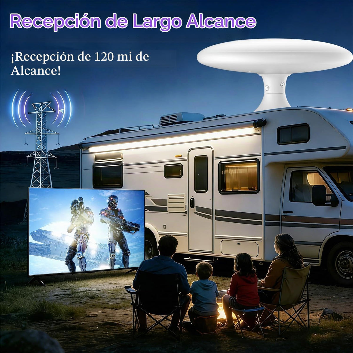 Antena de TV RV al aire libre para cámper, antena digital RV montaje en