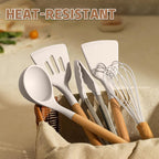 Umite Chef Juego de utensilios de cocina de silicona gruesa de grado alimenticio (núcleo de acero inoxidable) - Juego de utensilios de cocina de cocina, juego de herramientas de espátula de cocina