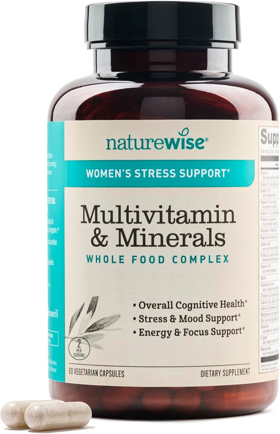 NatureWise Multivitamínico para mujeres + apoyo al estrés con alime...