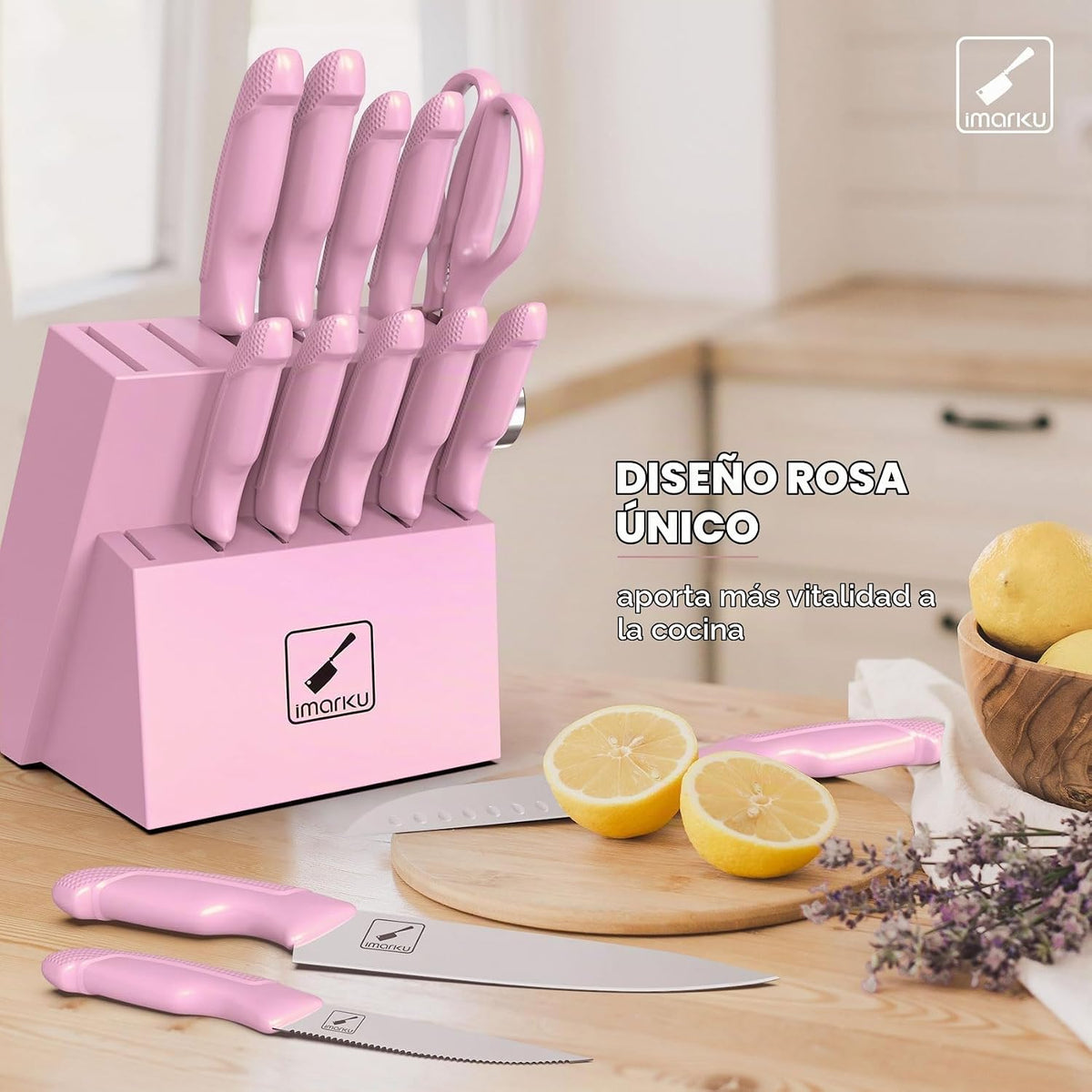 imarku Juego de cuchillos de cocina de 14 piezas, acero inoxidable de alto