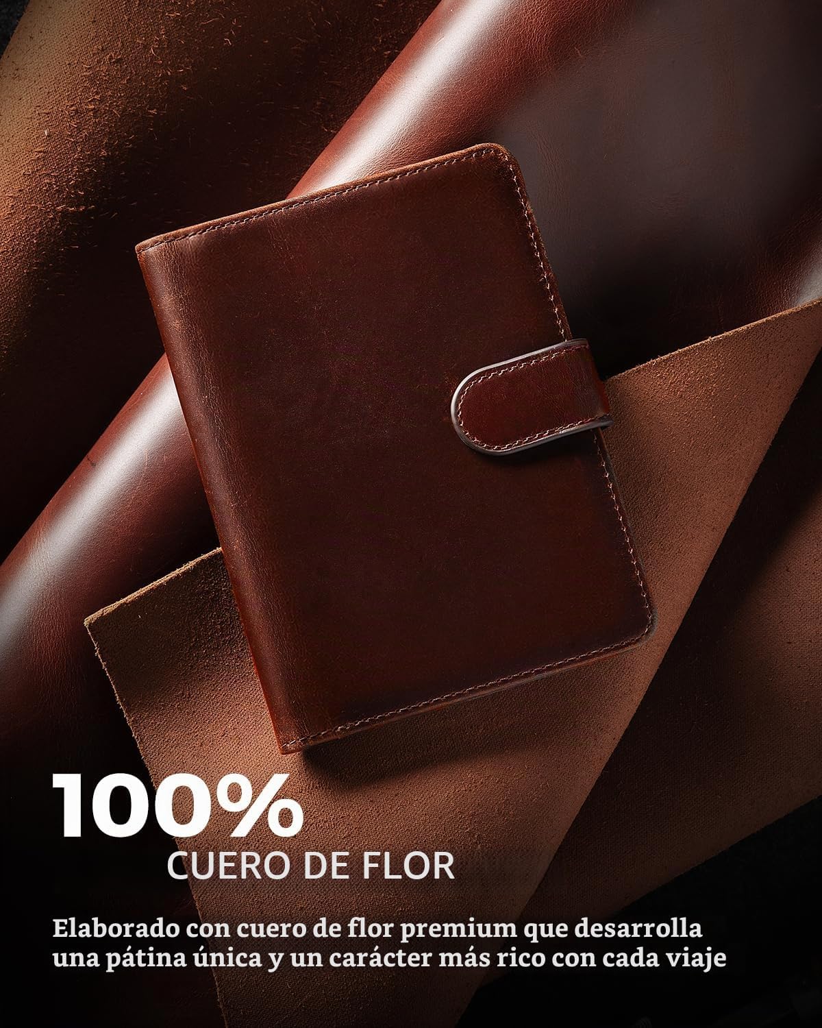 Soporte para pasaporte para familia de viajes: Cartera de cuero de grano completo para pasaporte para hombres - Cartera delgada con hebilla magnética con bloqueo RFID para billete aéreo SIM