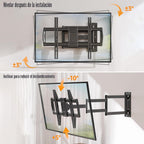 Soporte de pared para TV de brazo largo de 30" para televisores de 42-75 pulgadas, movimiento completo giratorio y tilt