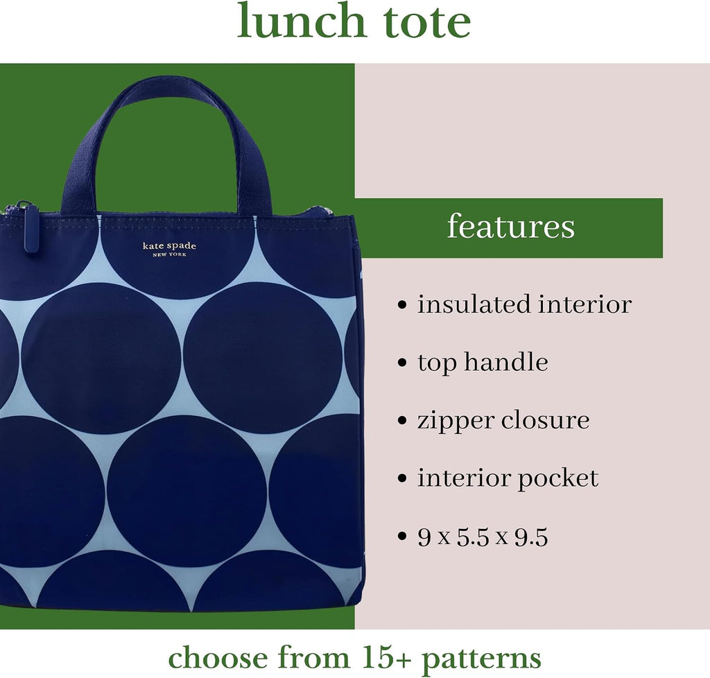 Kate Spade New York, Bolsa de almuerzo portátil suave con forro interior