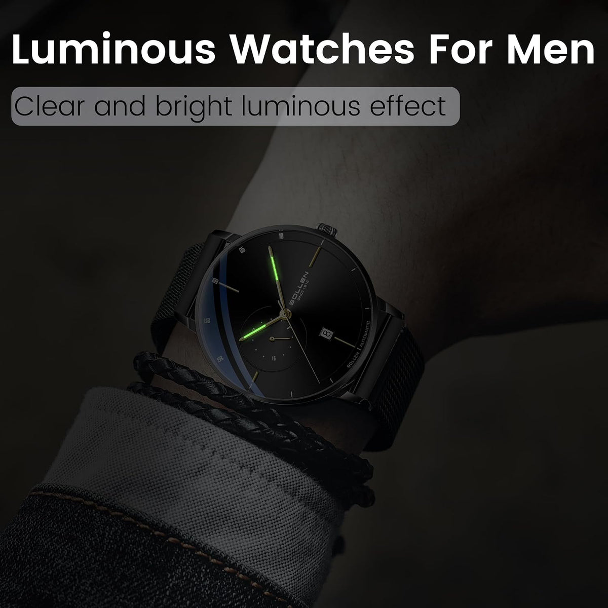 Relojes automáticos para hombre, reloj automático para hombre, movimiento mecánico original, resistente al agua 3ATM, manecillas luminosas, calendario y pantalla de 24 horas, relojes de pulsera