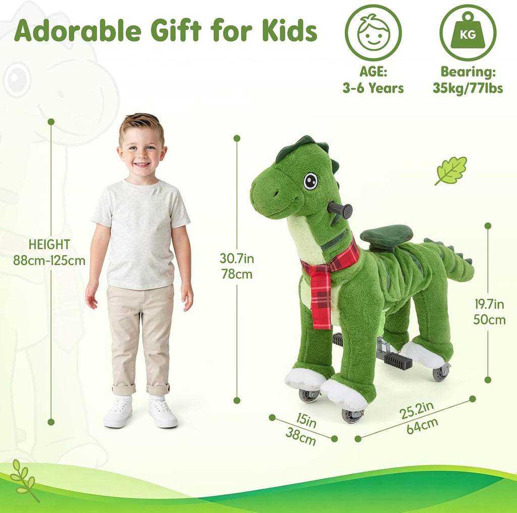 FUNLIO Caballo de dinosaurio con pedal para niños - Pequeño
