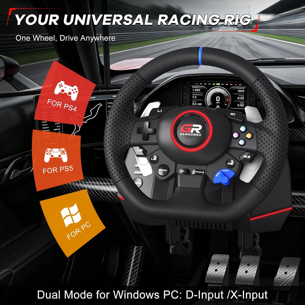 Gamrombo Juego de ruedas de carreras de 11 pulgadas para PS5/PS4/PC