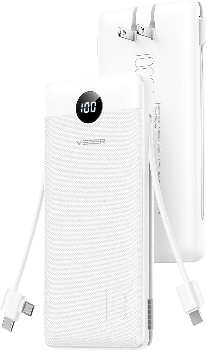 VEGER Cargador portátil, banco de energía de 10000 mAh, enchufe de...