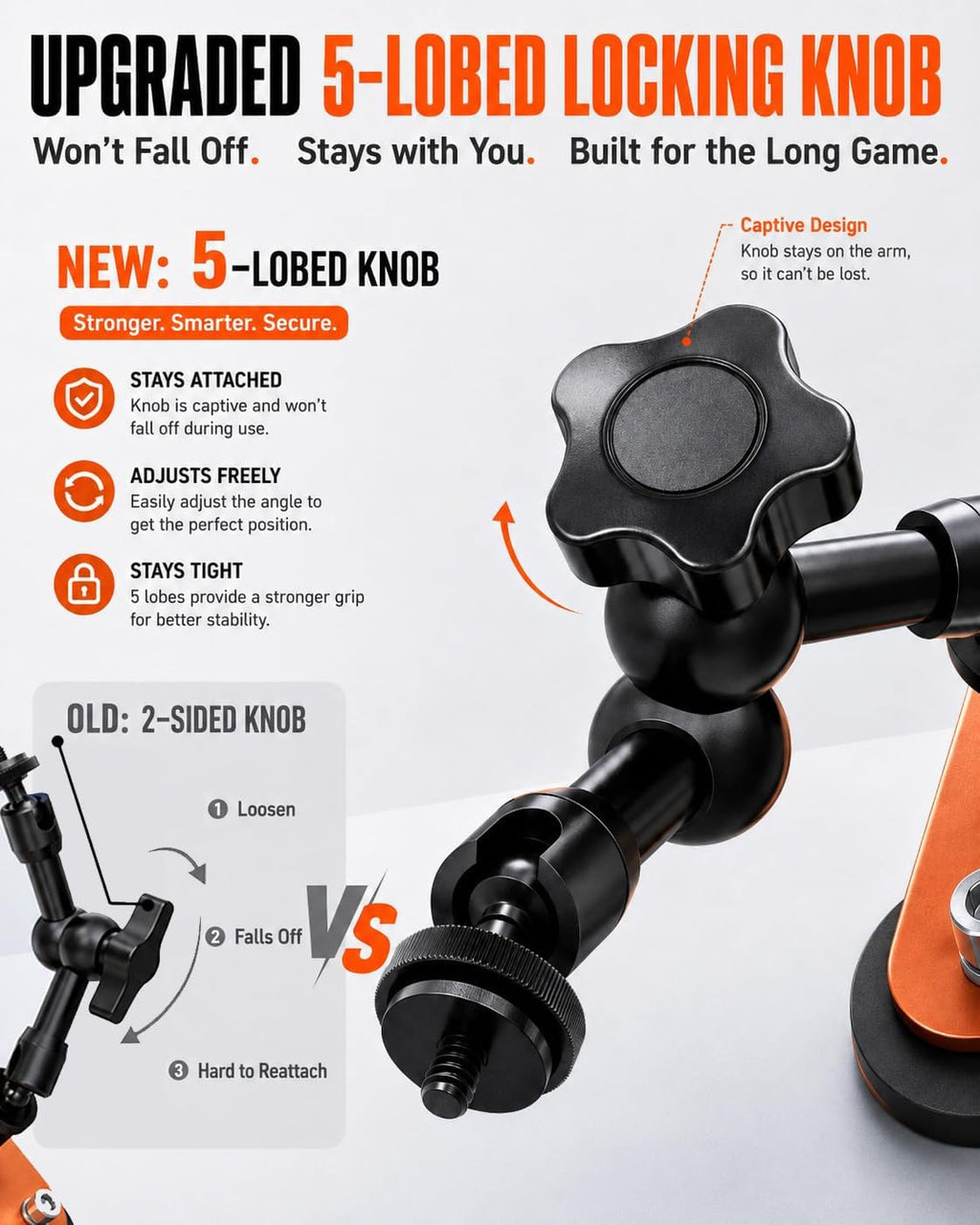 Soporte magnético para cámara para kit de transmisión Gamechanger - Soporte de valla doble de 1/4 pulgadas compatible con Mevo Start, GoPro, iPhone y cámaras de acción, perfecto para campo