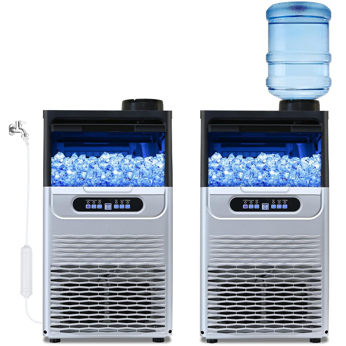 Máquina de hielo comercial, contenedor de almacenamiento de 100 libras/24,22 libras, 36 cubos en 12 minutos