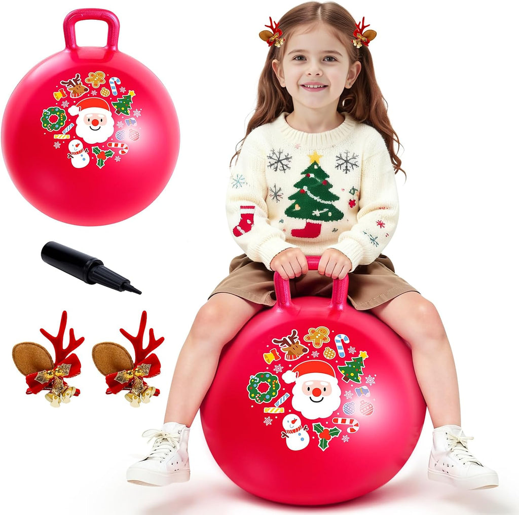 Paquete de 2 18 bolas de tolva, juego de bolas hinchables rojas de nube y Papá Noel con asa, bomba y pinzas para el cabello, juguetes inflables para niños de 3 a 8 años