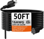 HUANCHAIN Cable de extensión negro de 50 pies, calibre 16, cable eléctrico