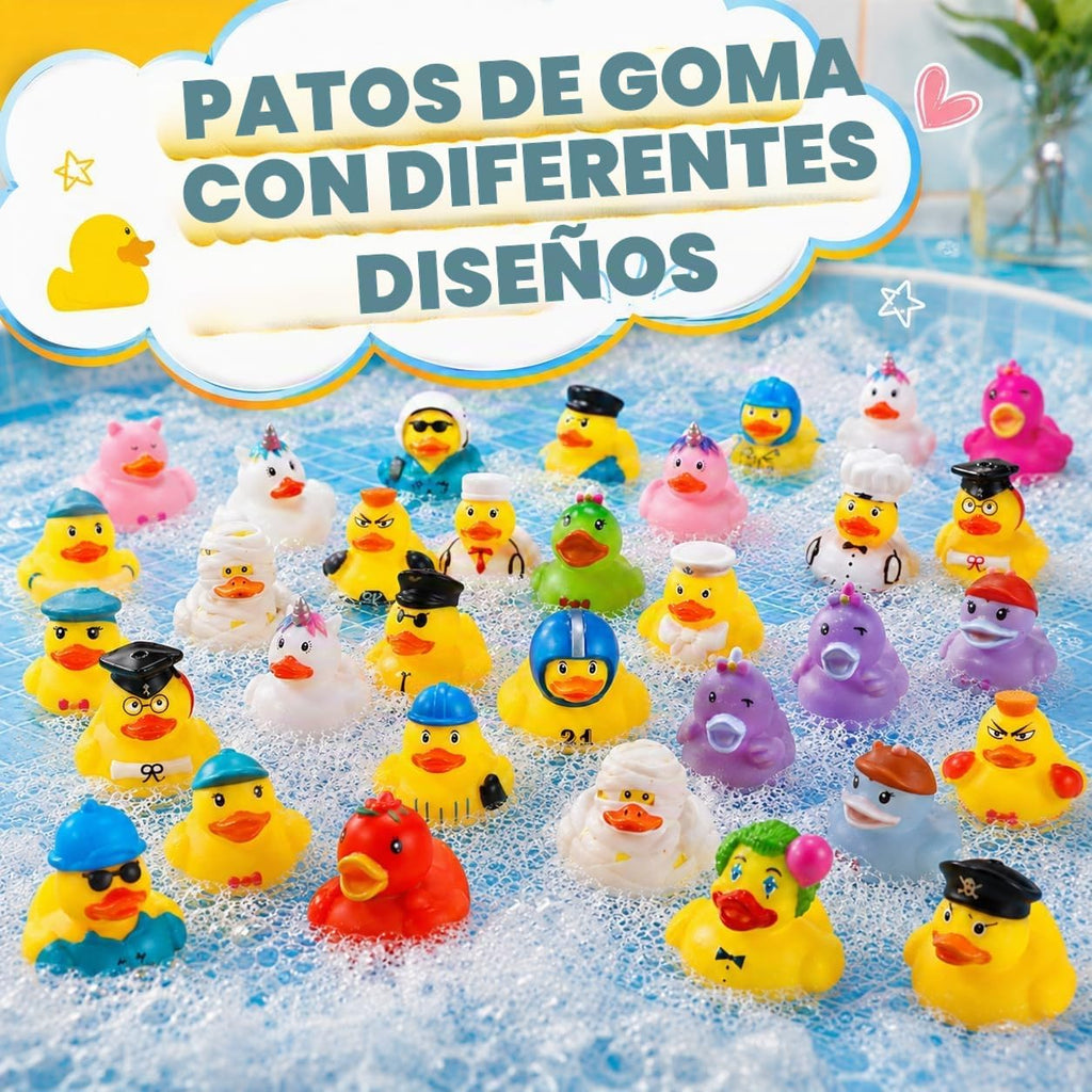 100Pcs Patitos de Goma, Mix Aleatorio en Lote de Patitos de 2 Pulgadas Mini Patitos de Goma para Bañera de Niños, Juguetes de Baño para Niños, Regalos de Cumpleaños, Utensilios para Fiesta