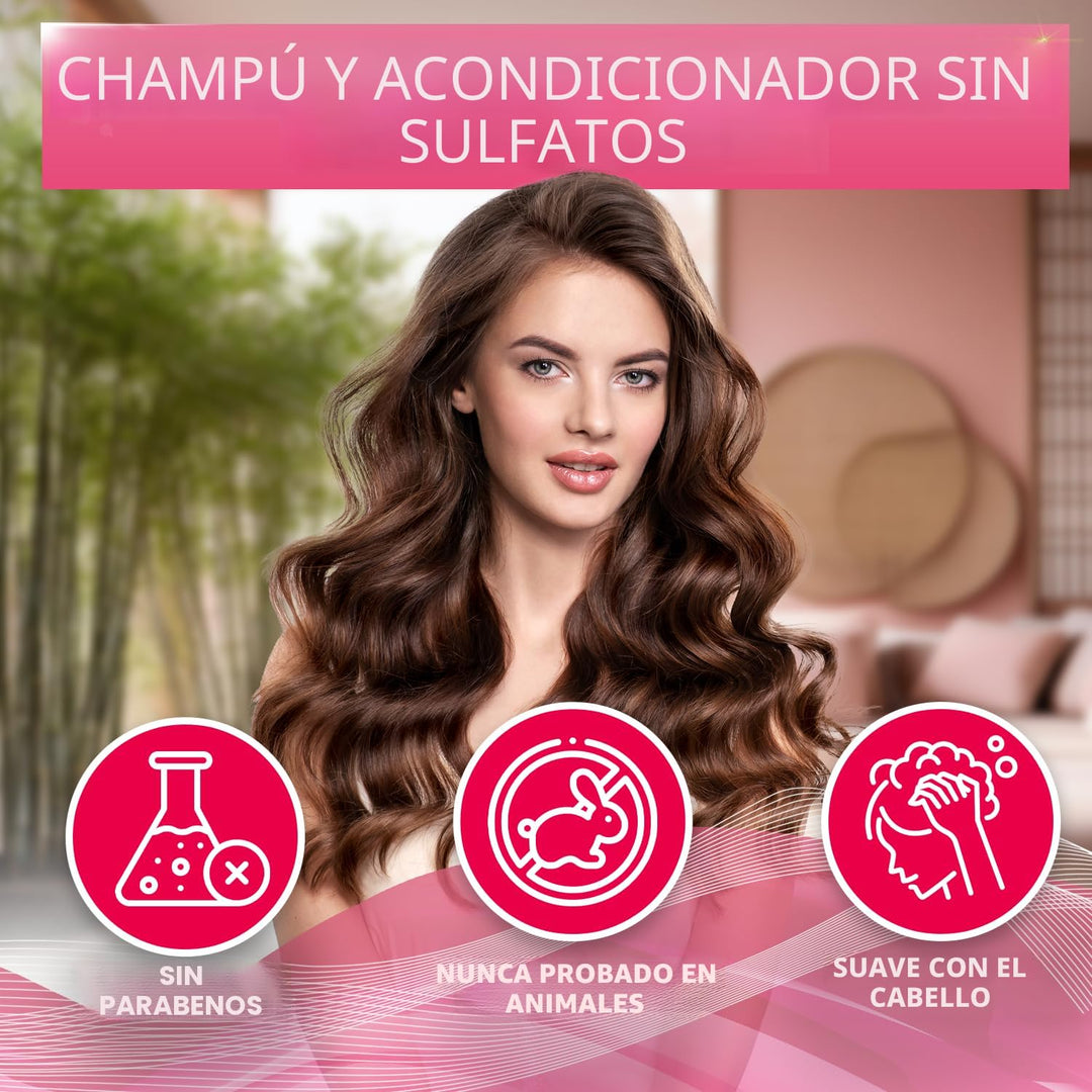 Juego de Champú y Acondicionador de Agua de Arroz - Libre de Sulfat...