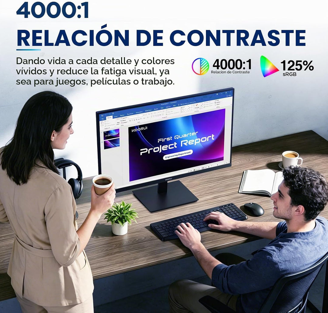 Monitor de computadora KOORUI de 24 pulgadas, 144 Hz FHD VA para es...