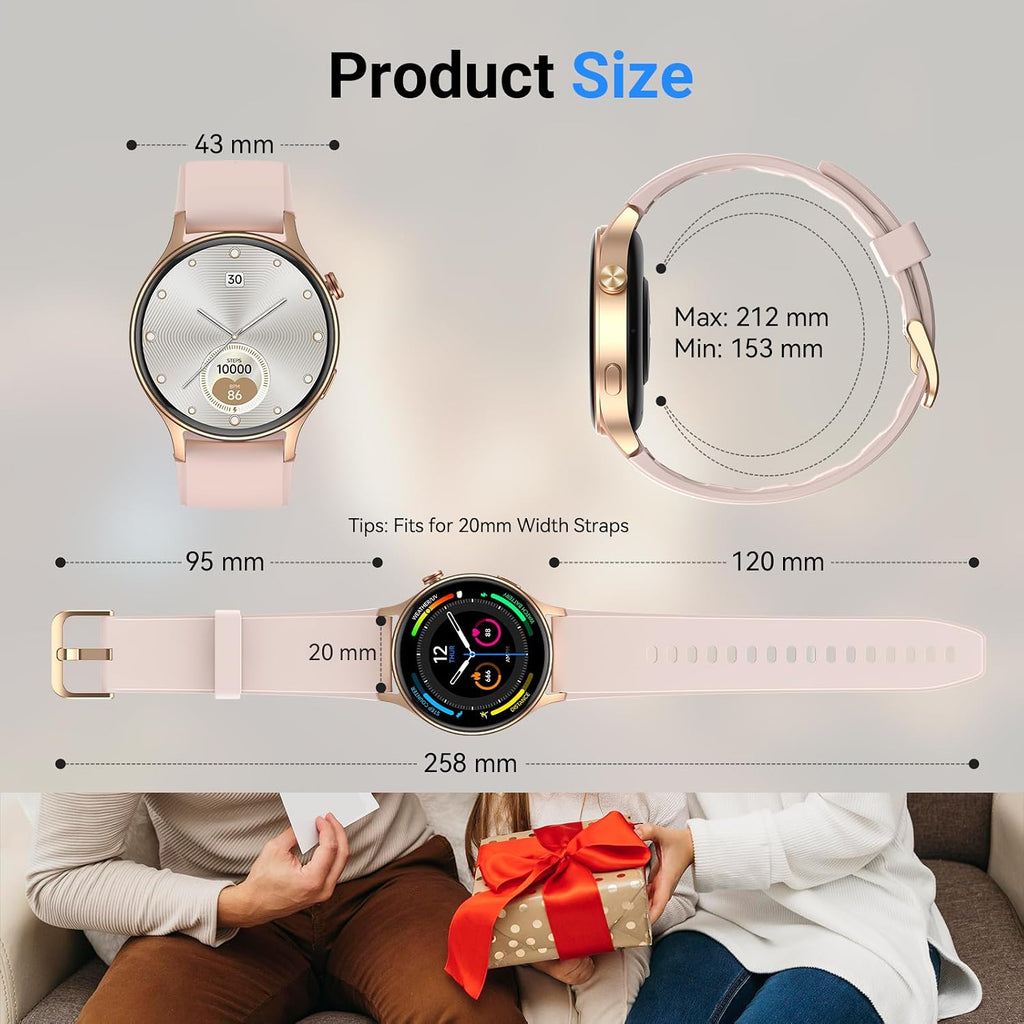 Fitpolo - Reloj inteligente para mujer, rastreador de fitness AMOLED de