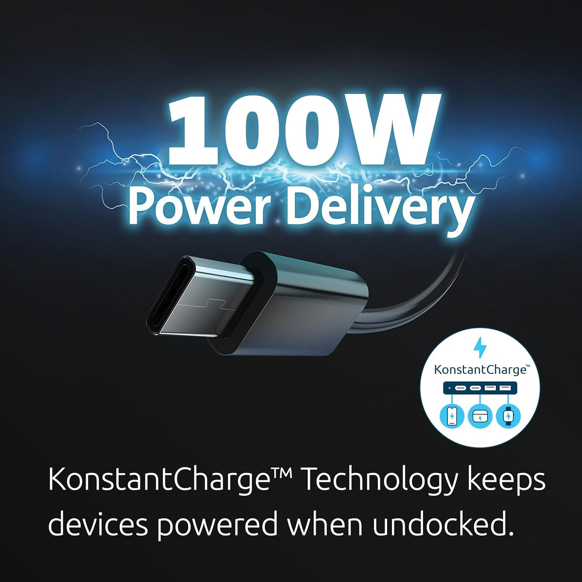 Kensington SD4760P Estación de Acoplamiento USB-C 11-en-1 con DisplayLink, Estación de Acoplamiento para Tres Monitores, 3xHDMI, Carga de 100W para Laptop, 6xUSB A, Ethernet, Audio, Requiere