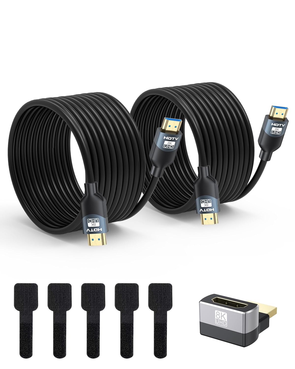 Cable HDMI 2.1 de 15 pies, paquete de 2 unidades, 48 Gbps de ultra