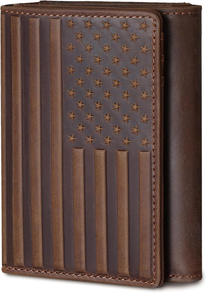 Pefiam Cartera de tres pliegues para hombre de cuero con bloqueo RF...