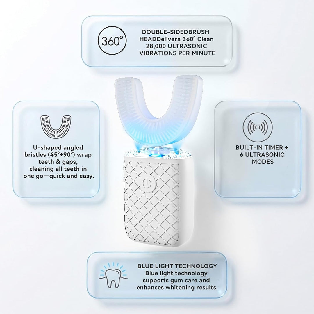 yeklike Sonic Cepillo de dientes eléctrico en forma de U para adult...