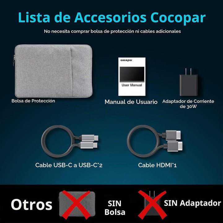 cocopar Monitor portátil de 16 pulgadas 2.5K QHD 120Hz 110% sRGB Mo...