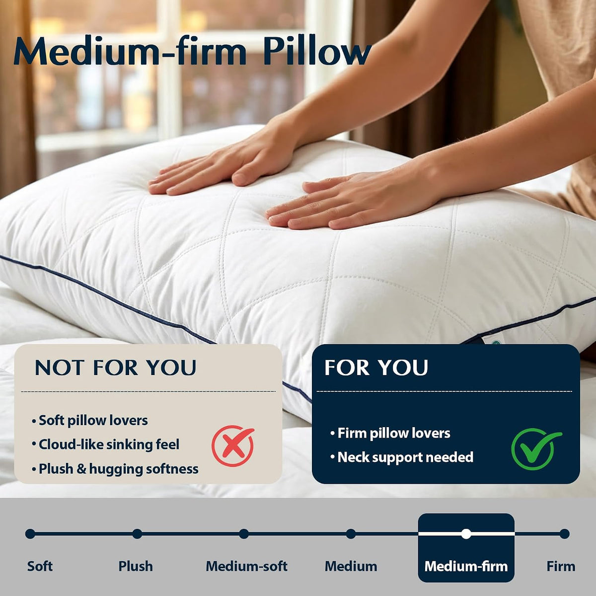 Pacific Coast Almohadas prémium de plumas de ganso y plumón tamaño King, paquete de 2, colección de calidad de hotel, almohada de firmeza media para personas que duermen de lado y espalda