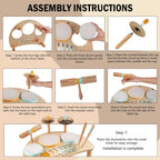 Juego de batería de madera para niños de 2 a 3 años Montessori Instrumentos Musicales Juguete
