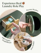 ROBUD Cocina de juego para niños, lavadora multifunción de madera para niños, juego de cocina para niños, lavadora de juguetes de cocina con accesorios, regalo perfecto para bebés de 3 a 8 años