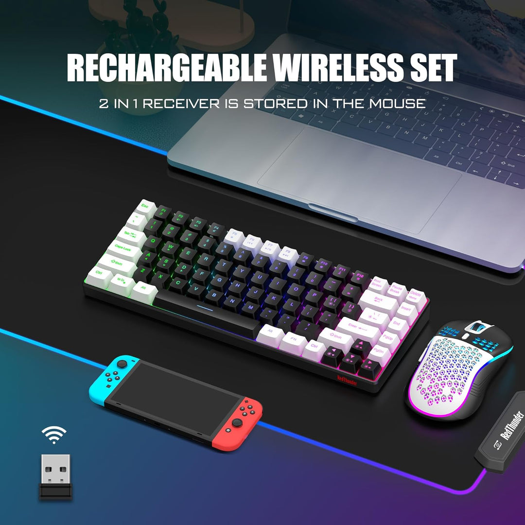 RedThunder Combo de Teclado y Ratón Inalámbrico K84, Retroiluminaci...
