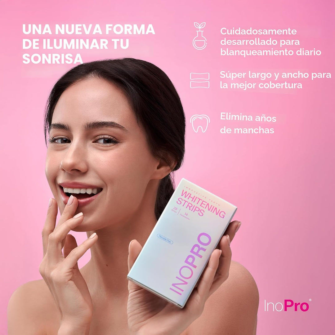 InoPro Kit de 14 Tratamientos de Tiras Blanqueadoras Dentales - Bla...