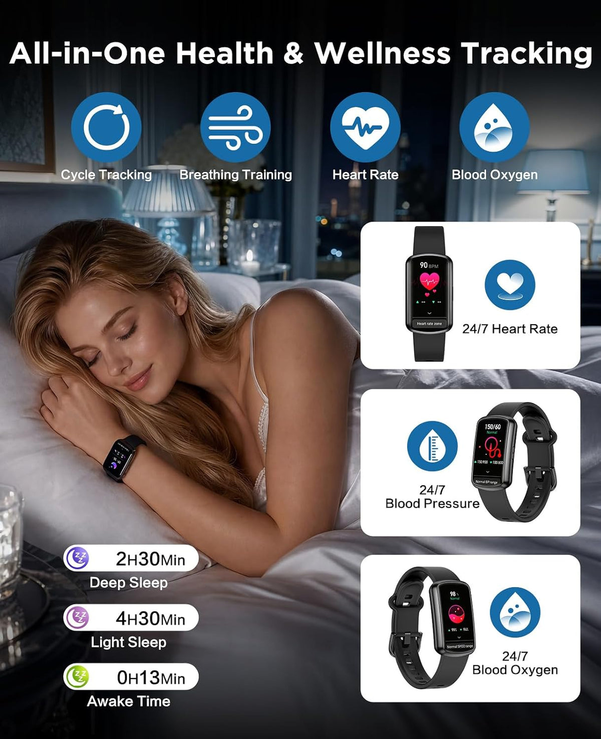 Reloj inteligente rastreador de fitness para hombres y mujeres