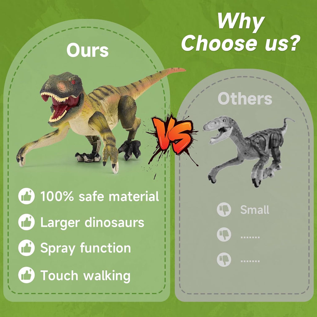 NEXBOX Juguetes de dinosaurio a control remoto para niños de 3 a 5 a 7 años, ideas de regalos de cumpleaños para niños, dinosaurio T-Rex grande a control remoto con control táctil, rugido realista