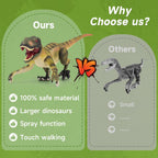 NEXBOX Juguetes de dinosaurio a control remoto para niños de 3 a 5 a 7 años, ideas de regalos de cumpleaños para niños, dinosaurio T-Rex grande a control remoto con control táctil, rugido realista