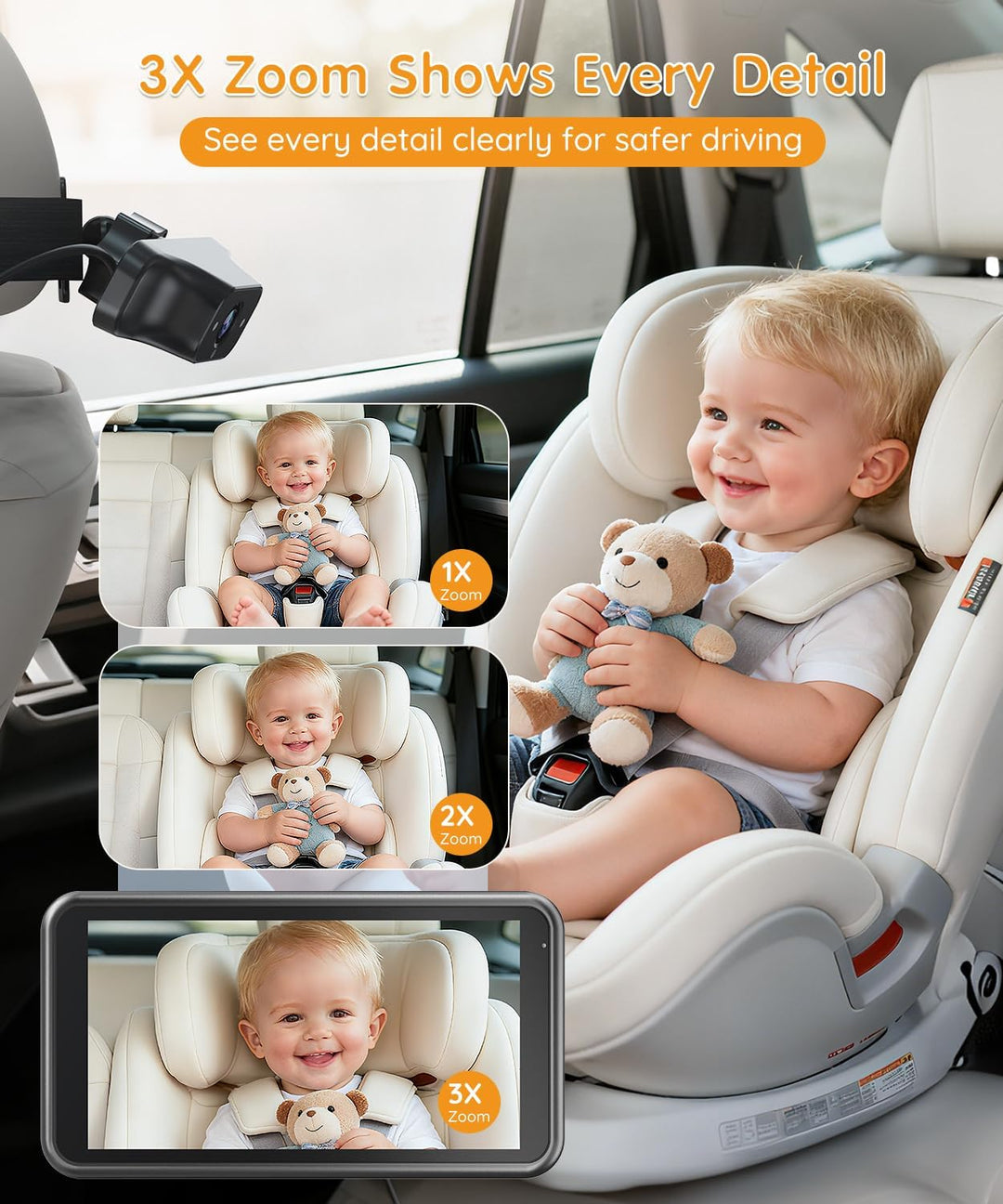 Babyvue BC1 - Cámara de coche para bebé pantalla HD 1080P