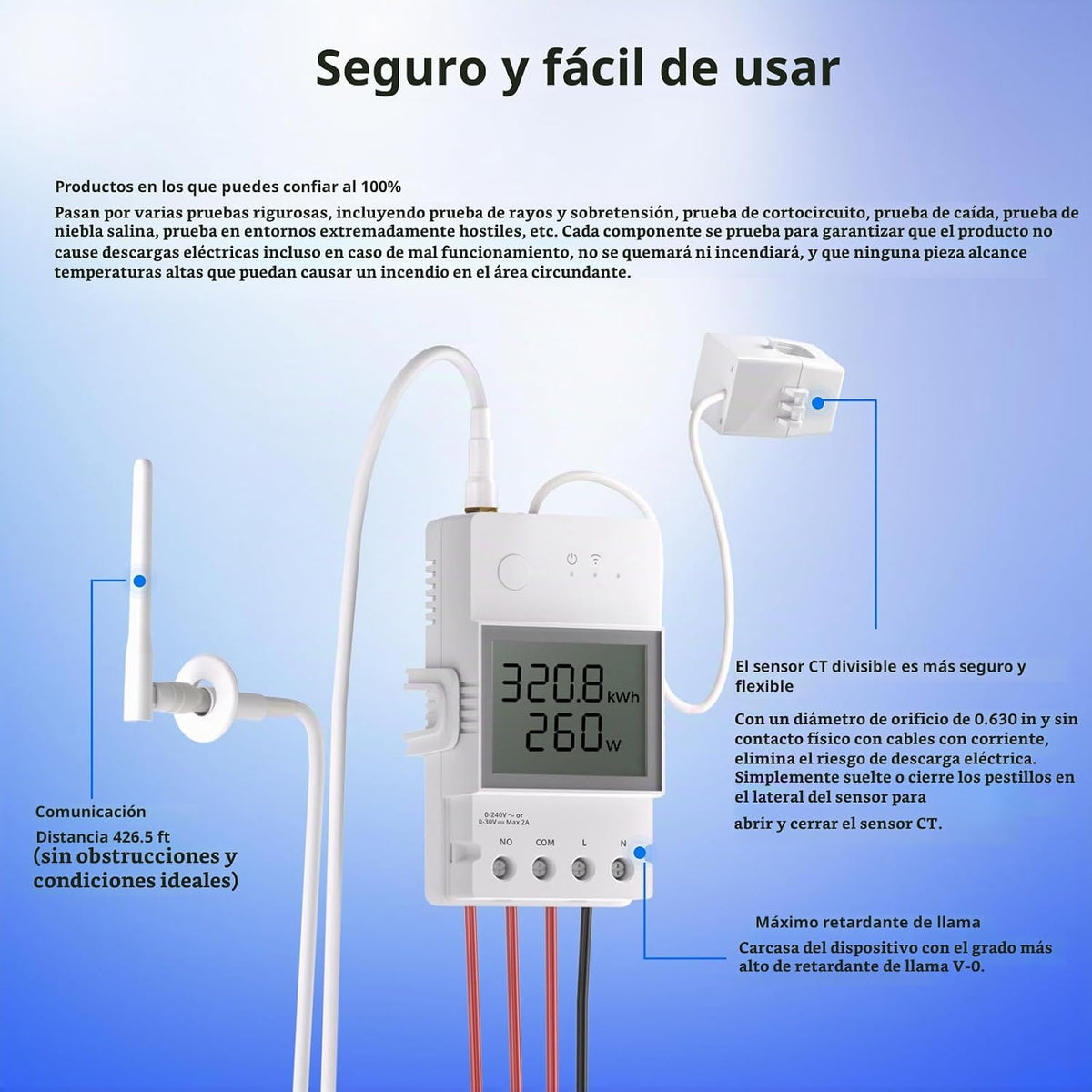 SONOFF POWCT - Medidor de potencia inteligente, interruptor conectado WiFi con protección contra sobrecarga, monitoreo de energía en tiempo real, pantalla LCD, funciona con Amazon Alexa/Google Home/IFTTT