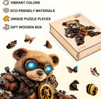 Rompecabezas de oso cibernético para adultos, regalos de madera, 140 piezas de 11.4 x 10 pulgadas