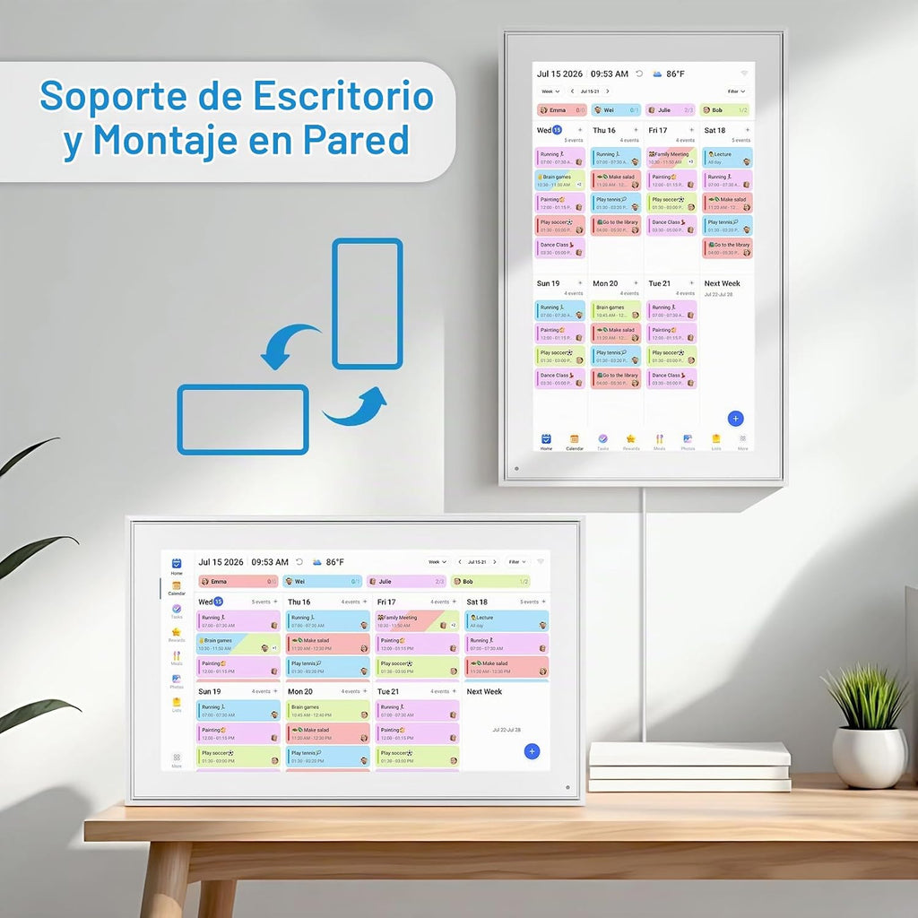 Calendario digital de 15.6 pulgadas, pantalla táctil de pared, calendario electrónico de 32 GB + planificador familiar inteligente, montaje en pared y escritorio, regalos para mujeres y hombres, regalos para mamá y papá