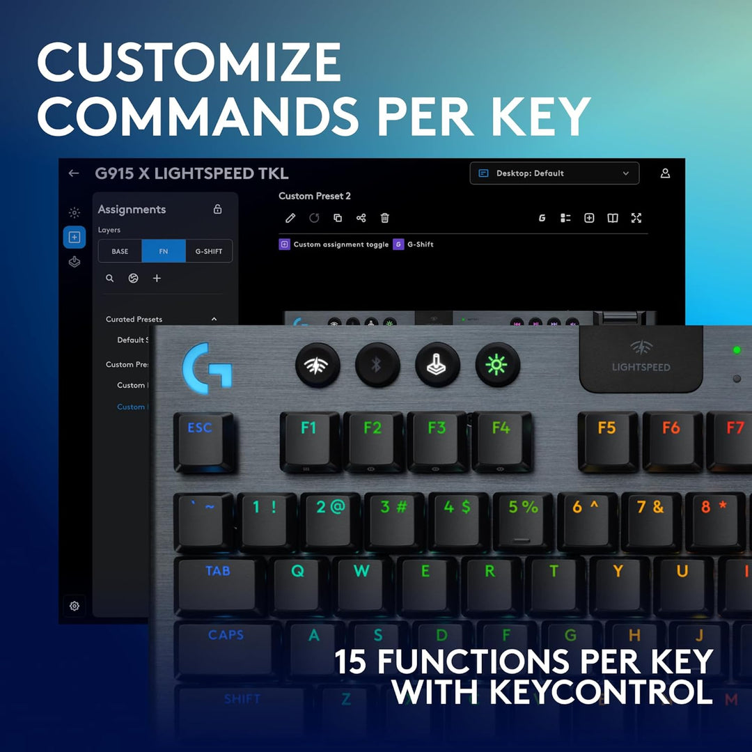 Logitech G915 X Lightspeed TKL Teclado mecánico inalámbrico para ju...