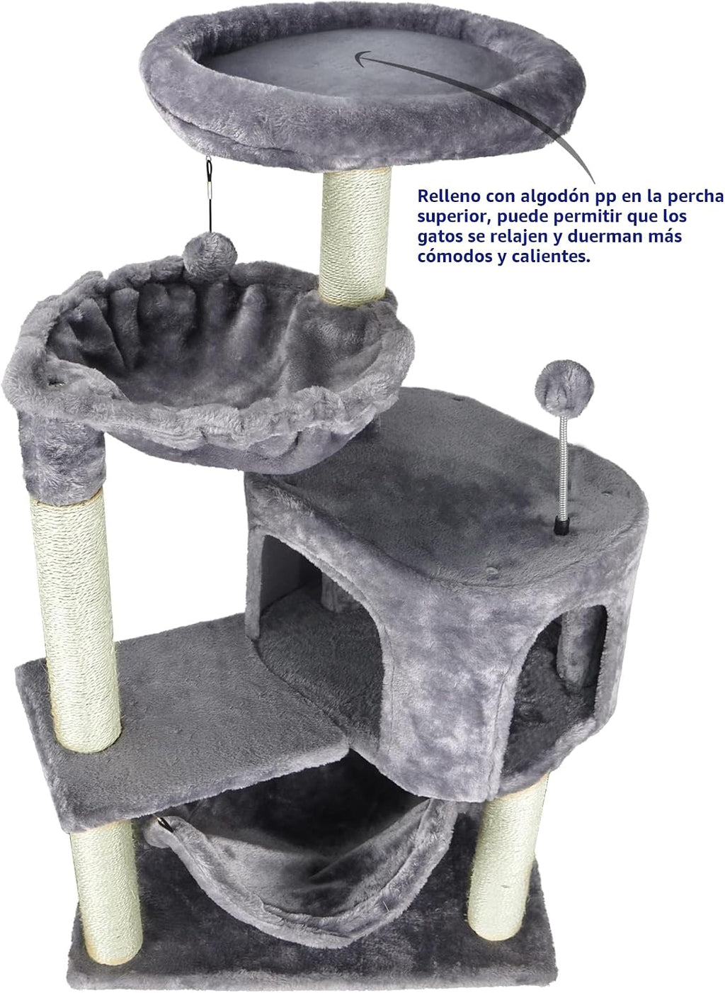 YUNIQUE - Árbol para gatos con condominio y hamaca grande, gris