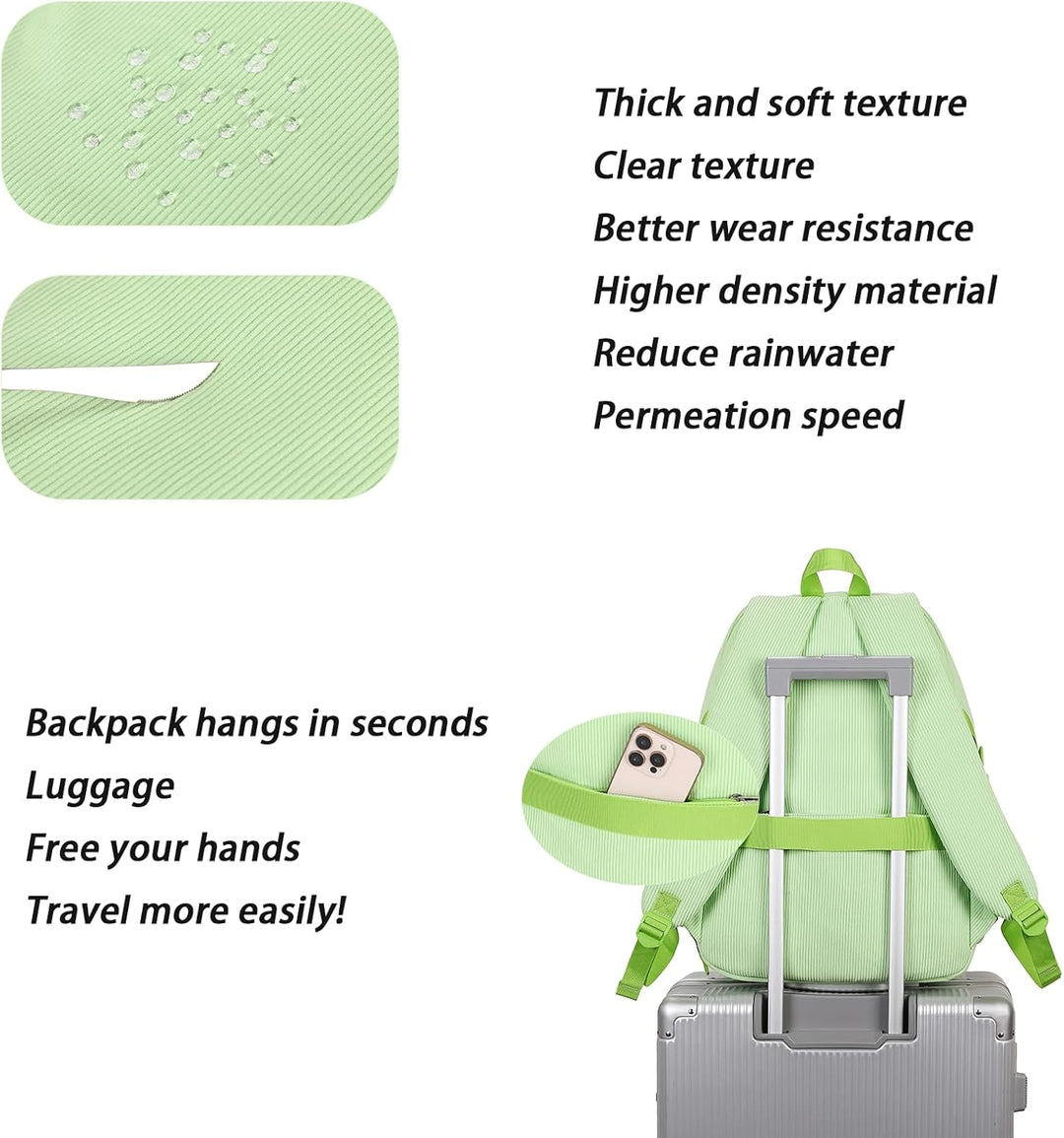BLUWEI Mochila para computadora portátil para niñas, bolsa de pana...