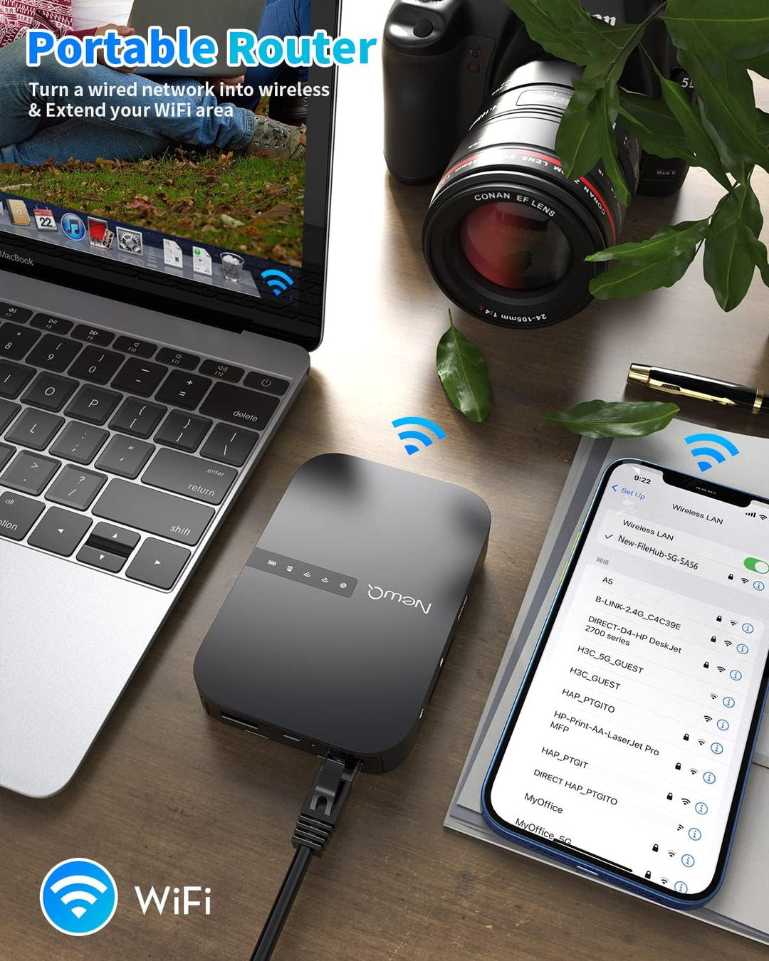 NEWQ Filehub AC750 Router de viaje: lector de tarjetas SD de disco...