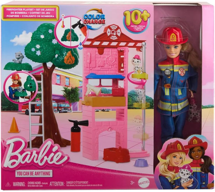 Barbie Careers - Muñeca y juego de bomberos con estación de bombero...