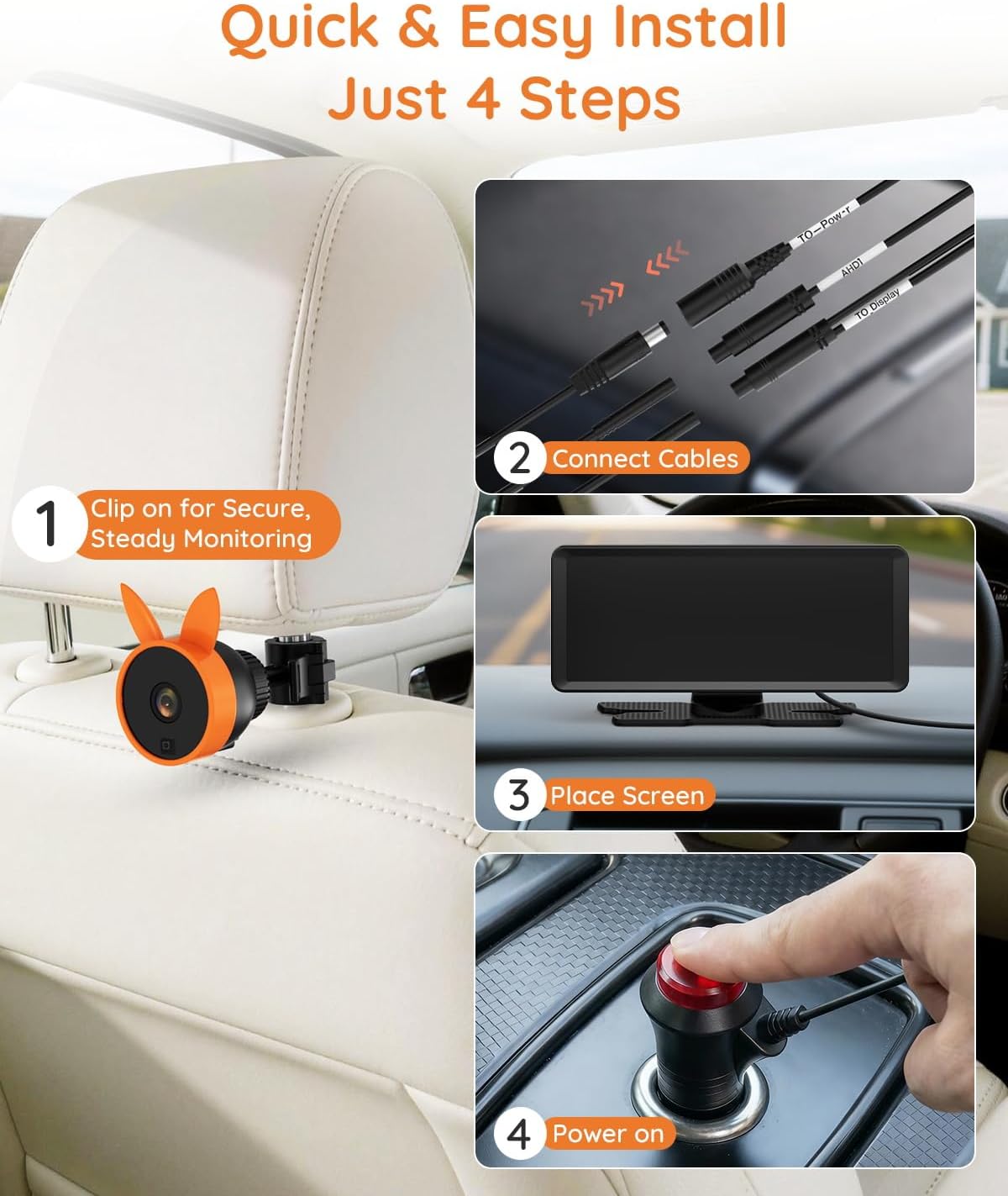 Babyvue BV3 MAX Monitor de bebé con cámara dual para automóvil con...