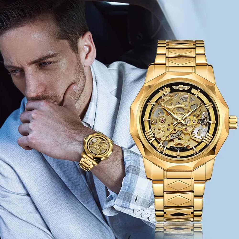 Relojes mecánicos para hombre Tiong, reloj esqueleto automático de lujo para hombres