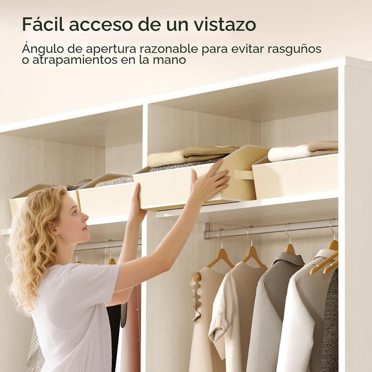 Organizadores grandes de armario y contenedores de almacenamiento, paquete de 8 cestas de almacenamiento trapezoidales para estantes, cestas de tela plegables con asas, ideales para armario, canasta, armario y almacenamiento de estantes, color beige