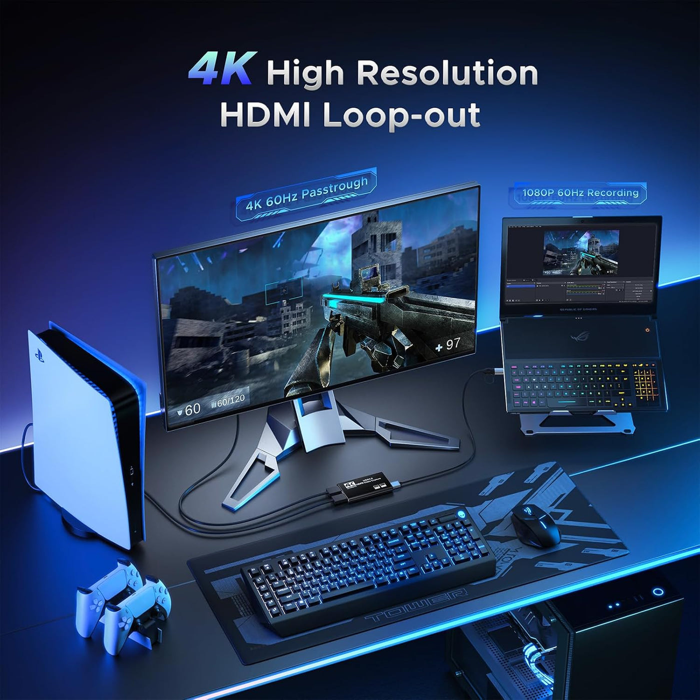 XIIXMASK Tarjeta de captura HDMI USB 3.0, captura 1080P 60FPS, paso...