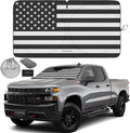 1 Parasol plegable para parabrisas, diseño patriótico de bandera americana en blanco y negro, apto para SUV y camionetas, bloquea los rayos UV y mantiene tu vehículo fresco, talla L
