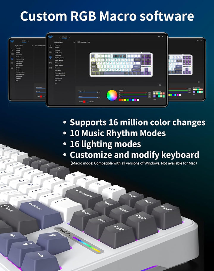 Aula F87 Pro Gaming Keyboard, Tri-Mode BT5.0\/2.4GHz\/USB-C Hot-Swa...