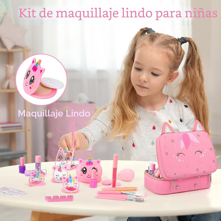 Heaning Juguetes de maquillaje lavable para niñas - Kit de maquilla...
